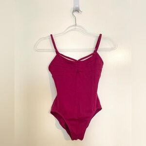 Mirella Raspberry Ballet Leotard Spaghetti Strap Adult Small
